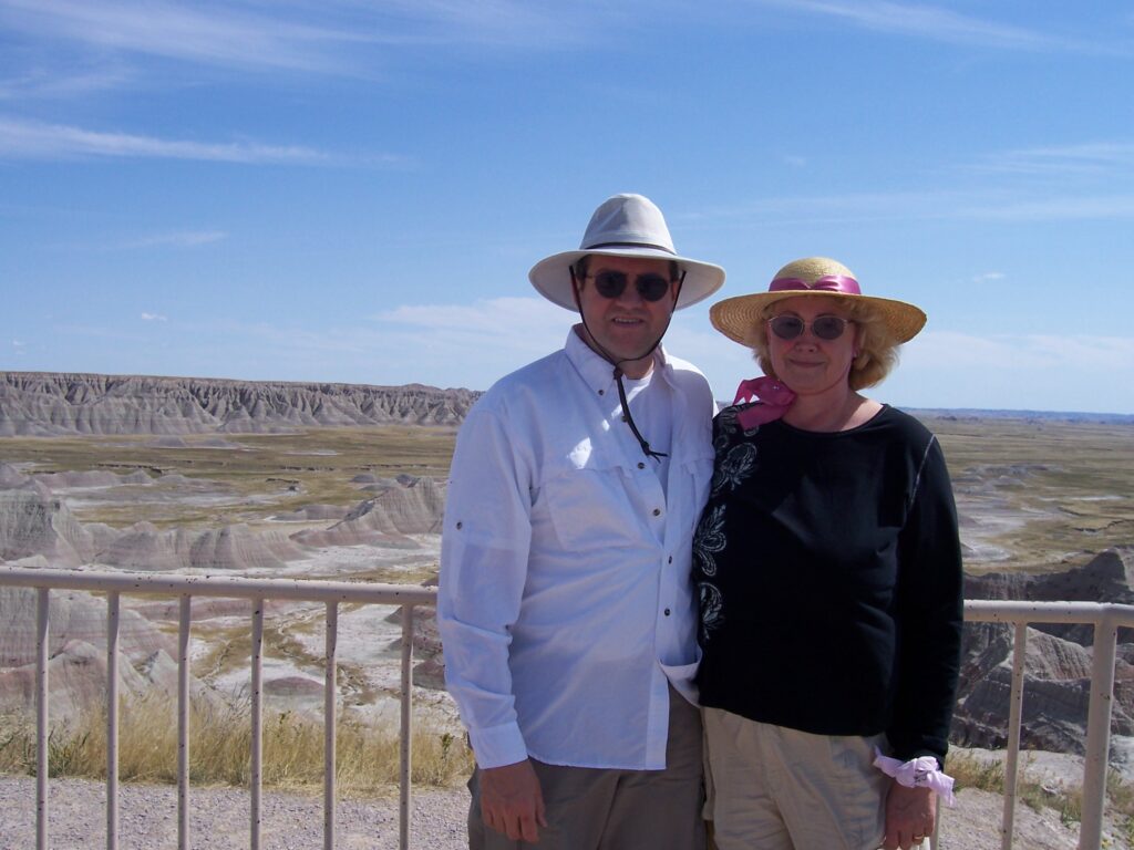 Rob and Marilyn at a scenic overlook in the Badlands